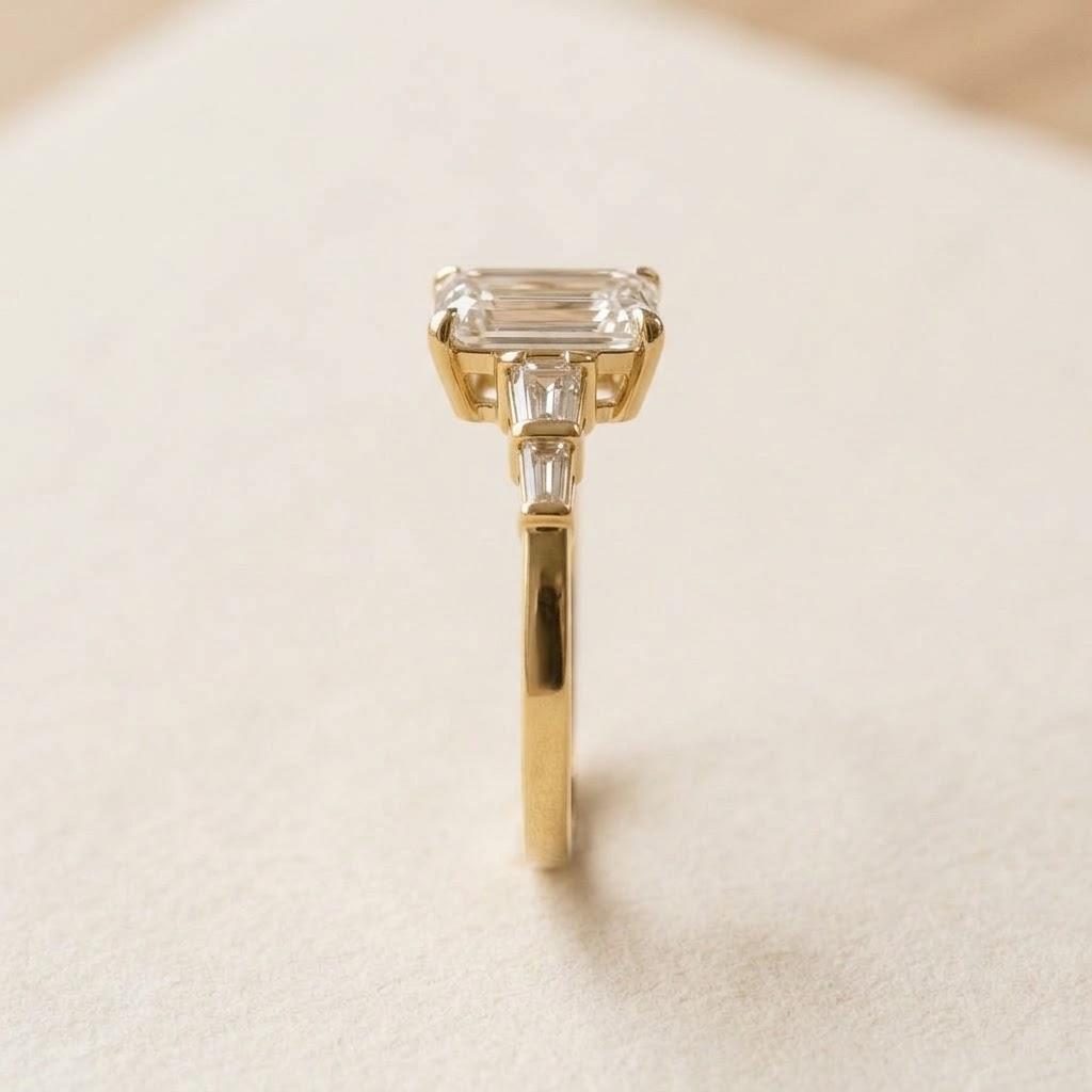 Faro Stepped Ring, 18k yellow gold, side view