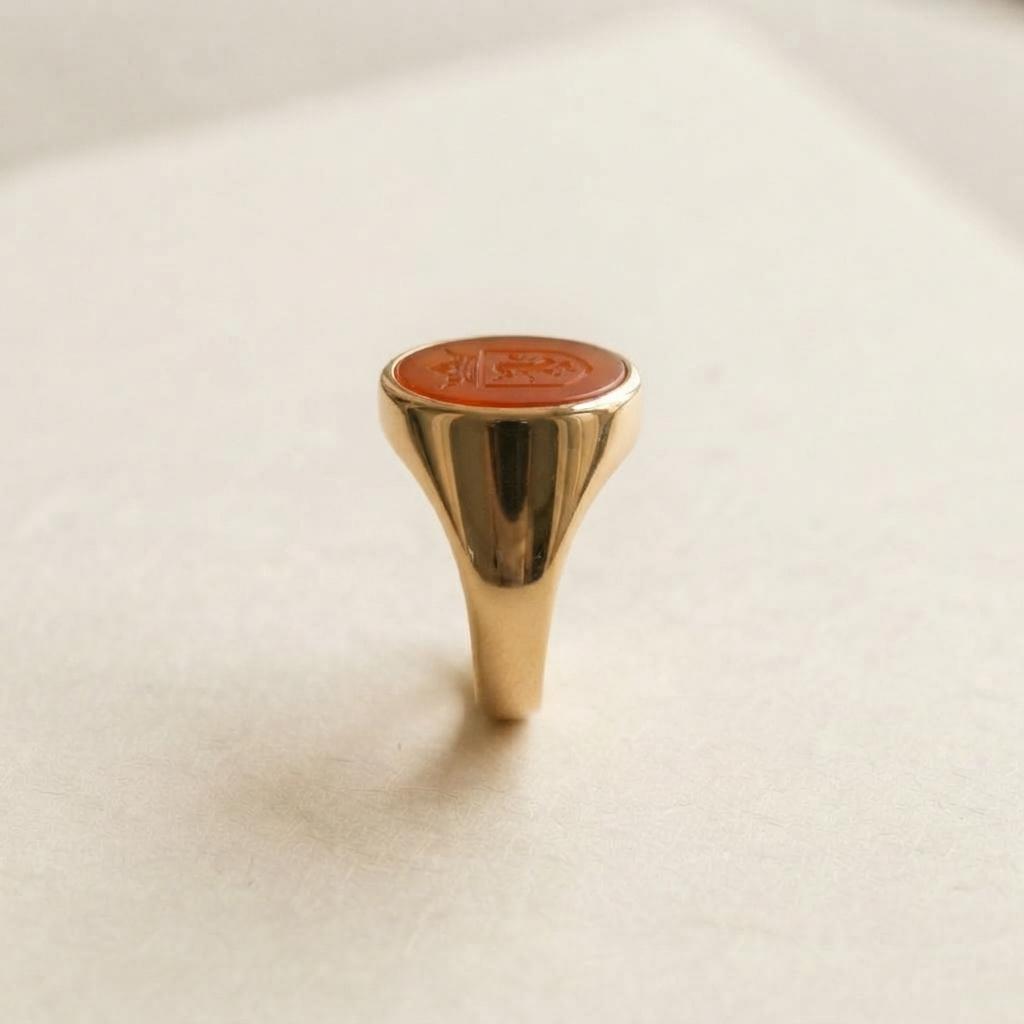 Sello Lacre, oro amarillo 18k, vista lateral