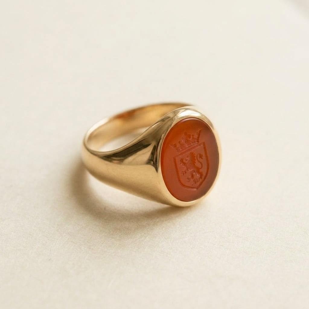 Sello Lacre, oro amarillo 18k, vista de tres cuartos
