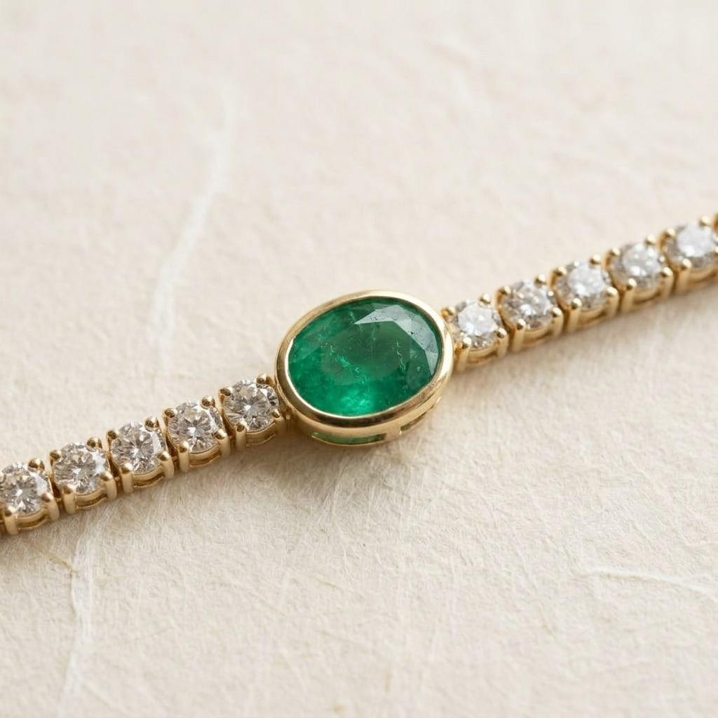 Pulsera Acento, oro amarillo 18k, detalle de la piedra