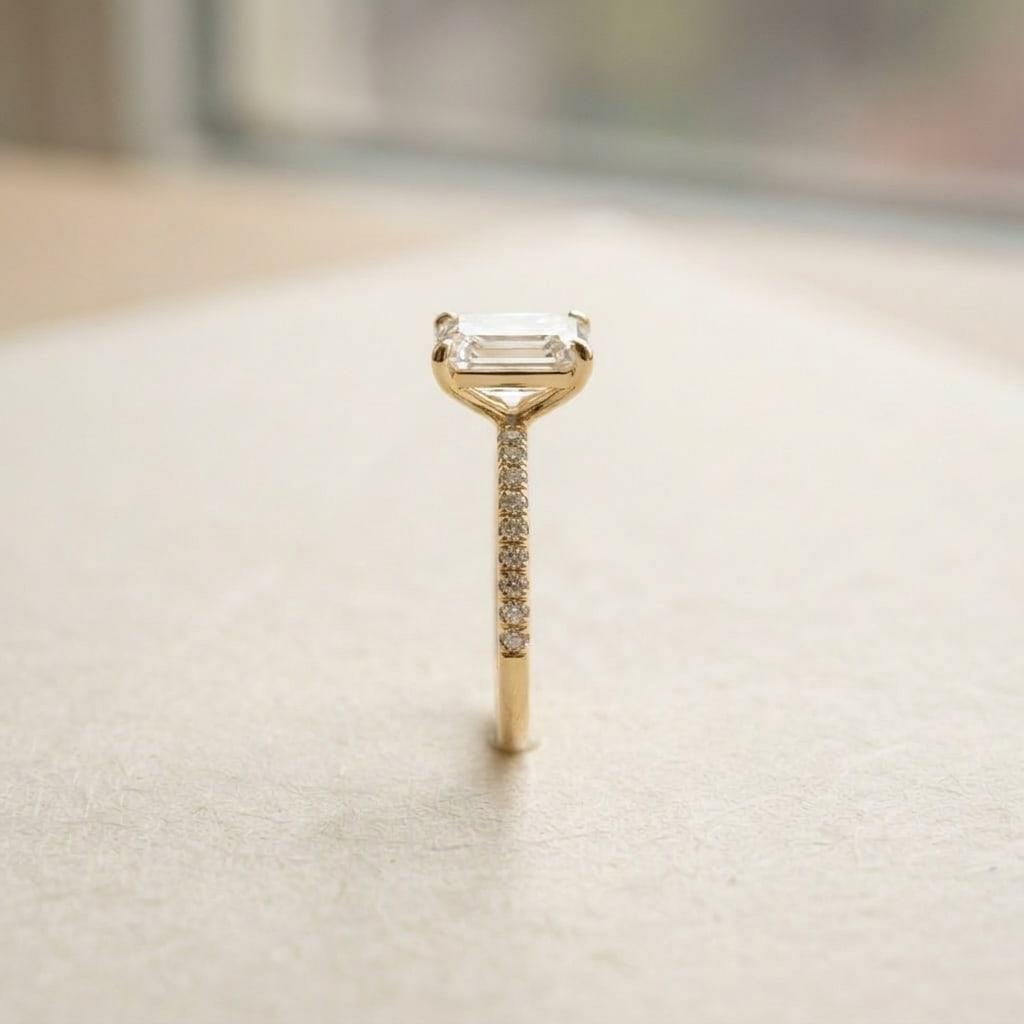 Norte Emerald-Cut Ring, 18k yellow gold, side view